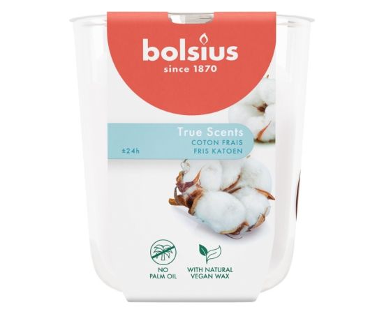 Bolsius Svece arom. stikla gl. True Scents Ø80x73mm fresh cotton Sveces un svečturi