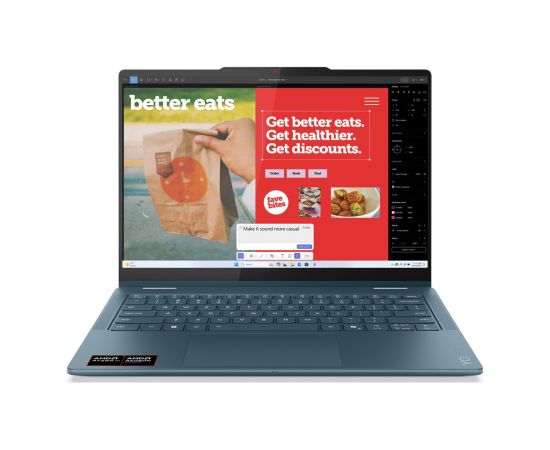 Lenovo Yoga 7 2-in-1 14AKP10 Copilot+ PC AMD Ryzen AI 5 340 Hybrid (2-in-1) 35.6 cm (14") Touchscreen WUXGA 16 GB LPDDR5-SDRAM 512 GB SSD Wi-Fi 7 (802.11be) Windows 11 Home Teal Ноутбуки