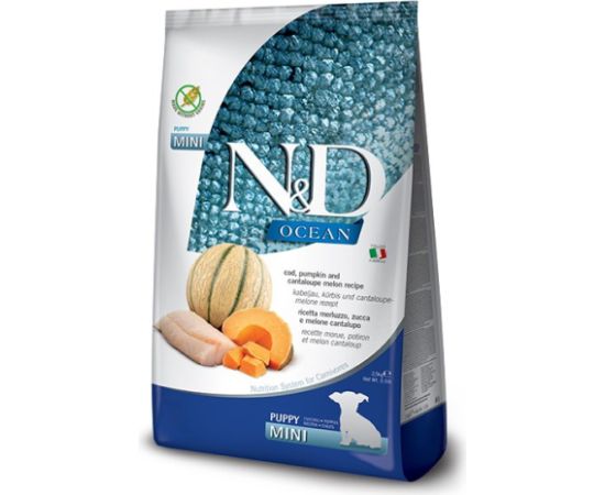 FARMINA N&D Ocean Dog Cod, Pumpkin & Cantaloupe Melon Puppy Mini - dry dog food - 800g Suņu barība