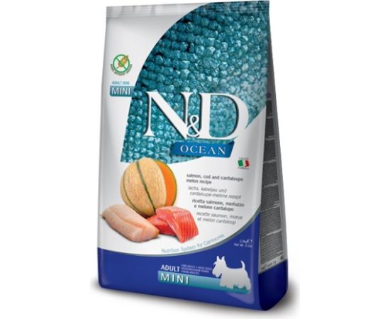FARMINA N&D Ocean Dog Salmon, Cod, Cantaloupe, Melon Adult Mini - dry dog food - 2.5 kg Suņu barība