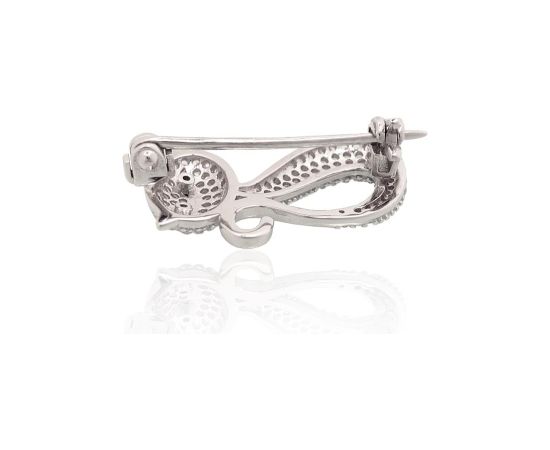 Sudraba piespraude #2920234(PRh-Gr)_CZ+CZ-BK, Sudrabs 925°, rodijs (pārklājums), Cirkoni, 2.9 gr. Sudraba piespraude