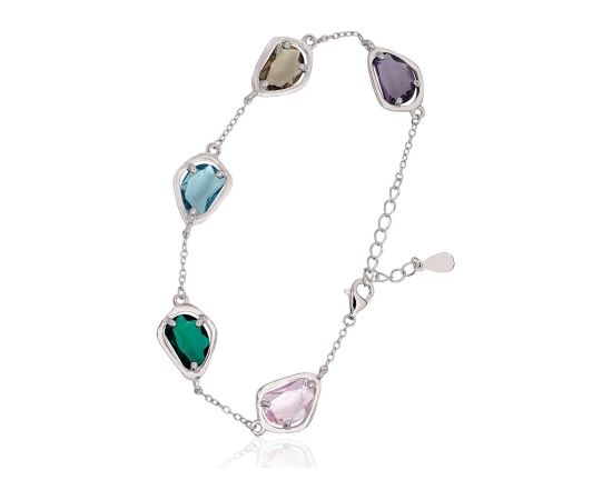 Sudraba aproce #2600446(PRh-Gr)_CZ-MIX, Sudrabs 925°, rodijs (pārklājums), Cirkoni, garums: 17 cm, 5 gr.  "Orio" kolekcija