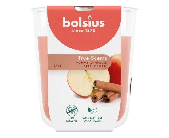 Bolsius Svece arom. stikla gl. True Scents Ø80x73mm apple cinnamon Sveces un svečturi