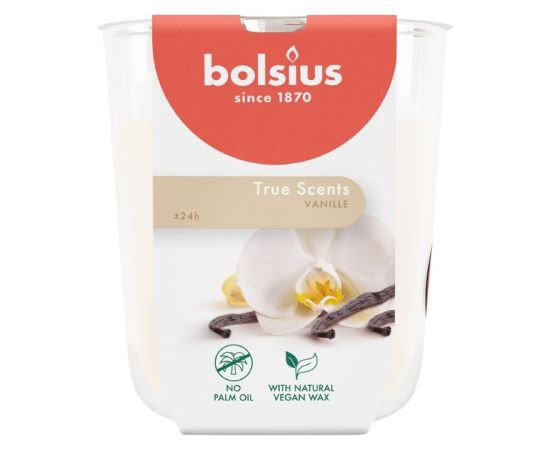 Bolsius Svece arom. stikla gl. True Scents Ø80x73mm vanilla Sveces un svečturi