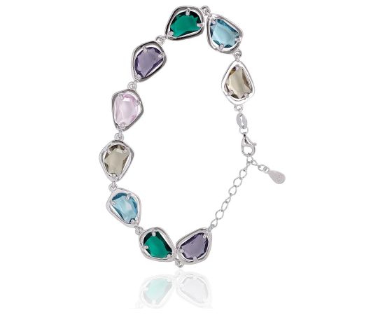 Sudraba aproce #2600445(PRh-Gr)_CZ-MIX, Sudrabs 925°, rodijs (pārklājums), Cirkoni, garums: 17 cm, 8.2 gr.  "Orio" kolekcija