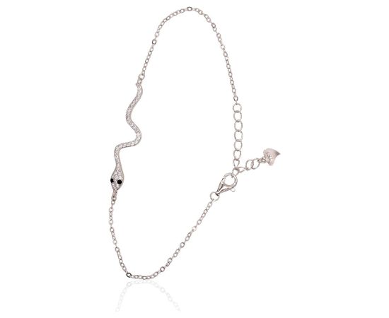 Sudraba aproce #2600441(PRh-Gr)_CZ+CZ-BK, Sudrabs 925°, rodijs (pārklājums), Cirkoni, garums: 17 cm, 1.6 gr.  "Orio" kolekcija