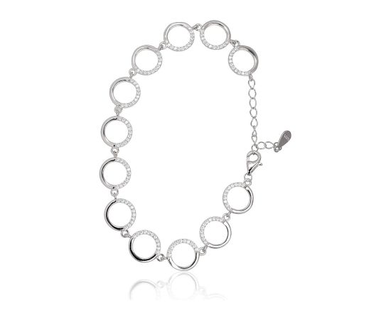 Sudraba aproce #2600436(PRh-Gr)_CZ, Sudrabs 925°, rodijs (pārklājums), Cirkoni, garums: 17 cm, 5.4 gr.  "Orio" kolekcija