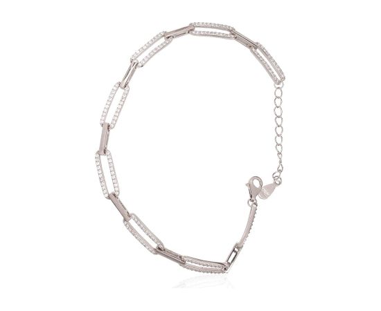 Sudraba aproce #2600435(PRh-Gr)_CZ, Sudrabs 925°, rodijs (pārklājums), Cirkoni, garums: 17 cm, 5.6 gr.  "Orio" kolekcija