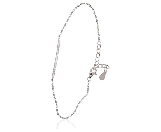 Sudraba aproce #2600432(PRh-Gr)_CZ, Sudrabs 925°, rodijs (pārklājums), Cirkoni, garums: 17 cm, 1.2 gr.  "Orio" kolekcija