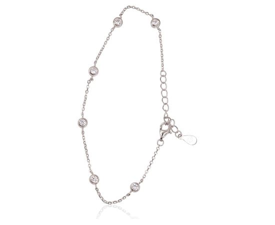 Sudraba aproce #2600431(PRh-Gr)_CZ, Sudrabs 925°, rodijs (pārklājums), Cirkoni, garums: 17 cm, 2.1 gr.  "Orio" kolekcija