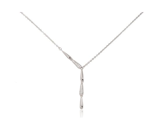 Sudraba kaklarota #2500156(PRh-Gr)_CZ, Sudrabs 925°, rodijs (pārklājums), Cirkoni, garums: 42 cm, 3.2 gr. Bez akmeņiem