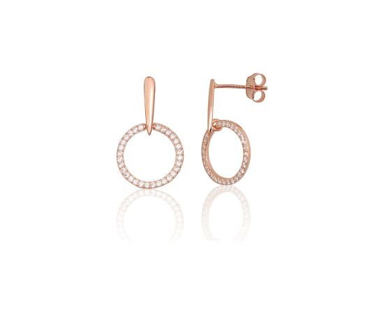 Серебряные серьги-пуссеты #2204300(PAu-R)_CZ, Серебро 925°, красное золото (покрытие), Цирконы, 1.6 гр. Puseti