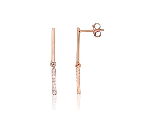 Sudraba auskari-puseti #2204299(PAu-R)_CZ, Sudrabs 925°, sarkanais zelts (pārklājums), Cirkoni, 1.1 gr. Puseti