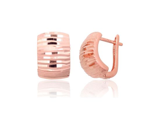 Sudraba auskari ar 'angļu' slēdzēju #2204088(PAu-R), Sudrabs 925°, sarkanais zelts (pārklājums), 4.2 gr. Ar "angļu" slēdzēju