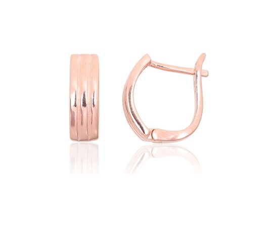 Sudraba auskari ar 'angļu' slēdzēju #2204086(PAu-R), Sudrabs 925°, sarkanais zelts (pārklājums), 2.6 gr. Ar "angļu" slēdzēju