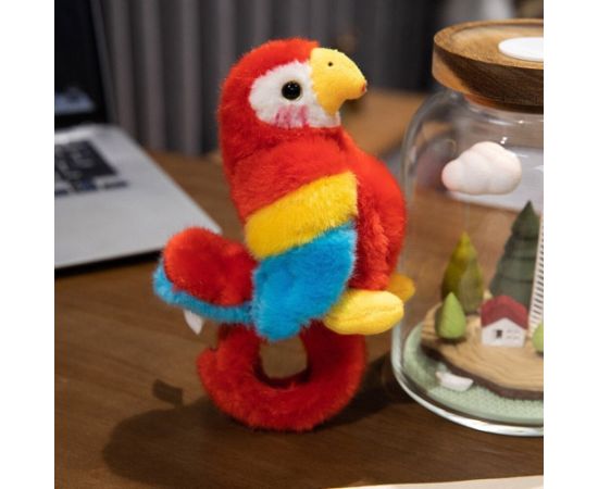 LeanToys Pluszowa Maskotka Papuga Opaska Bransoletka Na Rękę Czerwona Mīkstās rotaļlietas