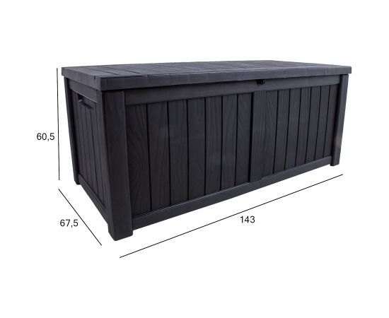 Uzglabāšanas kaste PRAIA 143x67,5x60,5cm/450L, melna plastmasa Jaunumi -Dārzam