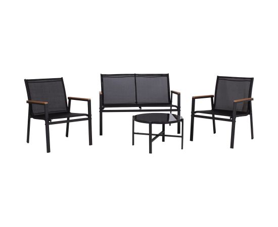 Garden furniture set CANAAN table, bench and 2 chairs, black Jaunumi -Dārzam