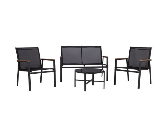 Garden furniture set CANAAN table, bench and 2 chairs, black Jaunumi -Dārzam