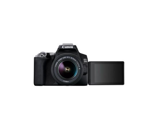 Canon EOS 250D + 18-55mm Kit Megapixel 24.1 MP Image stabilizer ISO sensitivity (max) 256000 Wi-Fi Video recording Manual CMOS Black Digitālās fotokameras