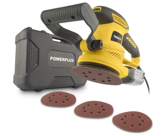 Ekscentriskā slīpmašīna 450W Ø125mm, POWERPLUS, POWX04710, Jauda: 450 W, Kustības: 12000 /min – 26000 /min Slīpmašīnas