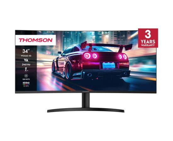 LCD Monitor THOMSON 34 " 3440 x 1440 pixels UltraWide Quad HD LCD Curved M34QG7Y14C Monitori