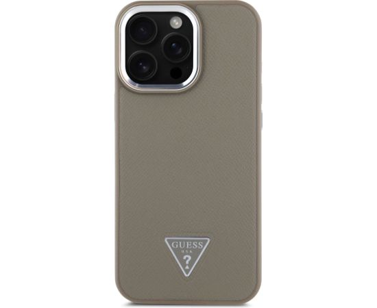 Guess PU Grained Triangle Logo MagSafe Case Защитный чехол для iPhone 16 Pro / коричневый Чехлы - альтернативные