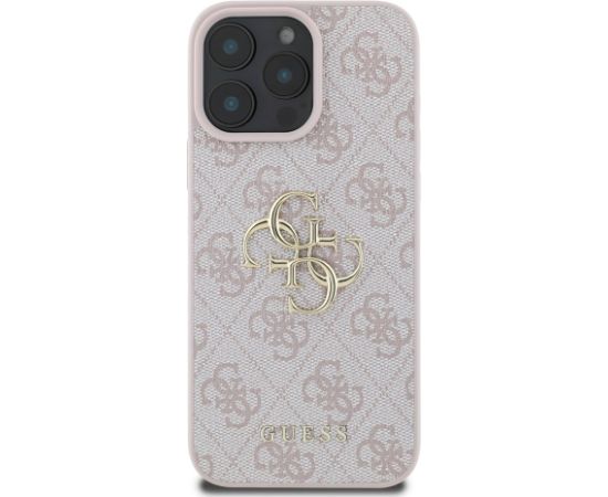 Guess PU 4G Metal Logo Case Aizsargapvalks priekš iPhone 16 Pro Max / rozā Neoriģinālie Maciņi