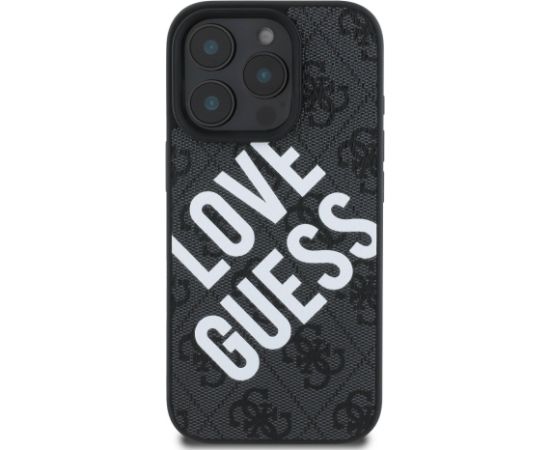 Guess PU Leather 4G Big Love Logo MagSafe Case Aizsargapvalks priekš iPhone 16 Pro / melns Neoriģinālie Maciņi
