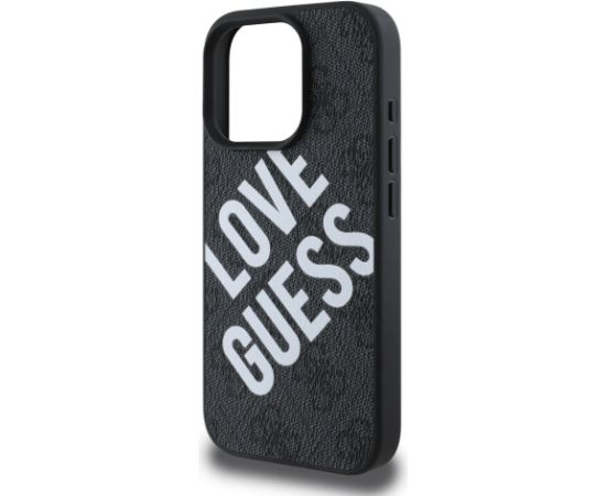 Guess PU Leather 4G Big Love Logo MagSafe Case Aizsargapvalks priekš iPhone 16 Pro / melns Neoriģinālie Maciņi