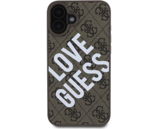 Guess PU Leather 4G Big Love Logo MagSafe Case Aizsargapvalks priekš iPhone 16 / brūns Neoriģinālie Maciņi