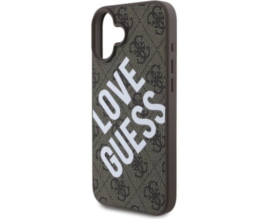 Guess PU Leather 4G Big Love Logo MagSafe Case Aizsargapvalks priekš iPhone 16 / brūns Neoriģinālie Maciņi