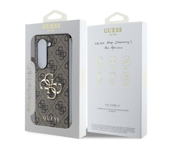 Guess PU 4G Metal Logo Case Aizsargapvalks priekš Samsung Galaxy Z Fold 6 / brūns Neoriģinālie Maciņi