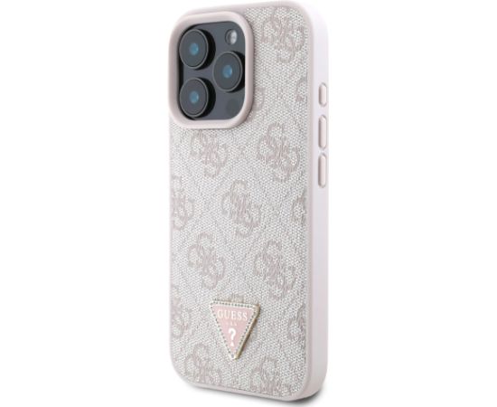 Guess PU 4G Strass Triangle Metal Logo Case Защитный чехол для iPhone 16 Pro Max / розовый Чехлы - альтернативные