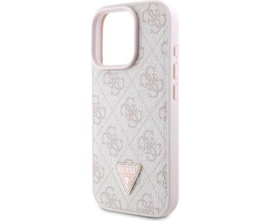 Guess PU 4G Strass Triangle Metal Logo Case Защитный чехол для iPhone 16 Pro Max / розовый Чехлы - альтернативные