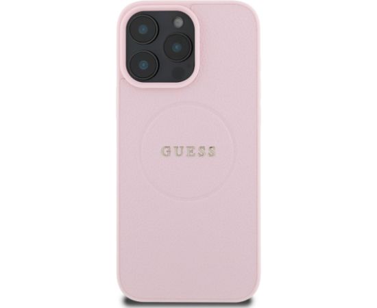 Guess PU Grained Classic Logo MagSafe Case Aizsargapvalks priekš iPhone 16 Pro / rozā Neoriģinālie Maciņi