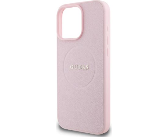 Guess PU Grained Classic Logo MagSafe Case Aizsargapvalks priekš iPhone 16 Pro / rozā Neoriģinālie Maciņi