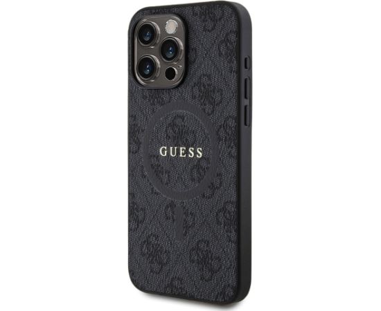 Guess PU Leather 4G Colored Ring MagSafe Case Aizsargapvalks priekš iPhone 15 Pro / melns Neoriģinālie Maciņi