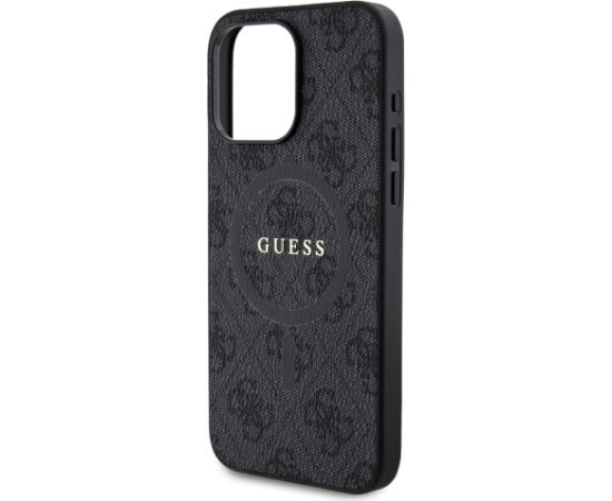 Guess PU Leather 4G Colored Ring MagSafe Case Aizsargapvalks priekš iPhone 15 Pro / melns Neoriģinālie Maciņi