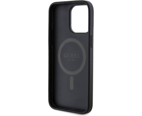 Guess PU Leather 4G Colored Ring MagSafe Case Aizsargapvalks priekš iPhone 15 Pro / melns Neoriģinālie Maciņi