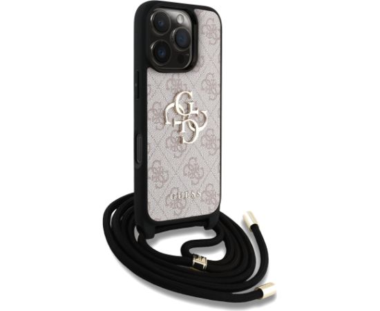 Guess PU 4G Metal Logo Crossbody Strap Case Aizsargapvalks priekš iPhone 16 Pro Max / rozā Neoriģinālie Maciņi