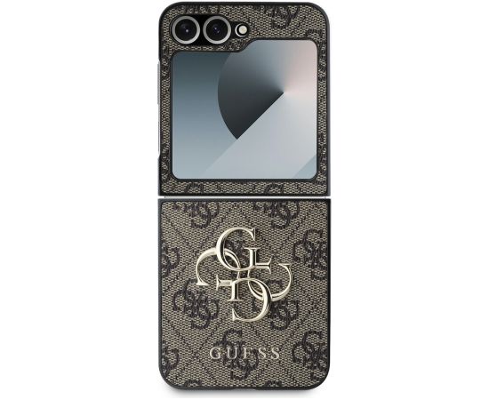 Guess PU 4G Metal Logo Case Aizsargapvalks priekš Samsung Galaxy Z Flip 6/7 FE / brūns Neoriģinālie Maciņi