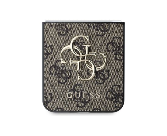 Guess PU 4G Metal Logo Case Aizsargapvalks priekš Samsung Galaxy Z Flip 6/7 FE / brūns Neoriģinālie Maciņi