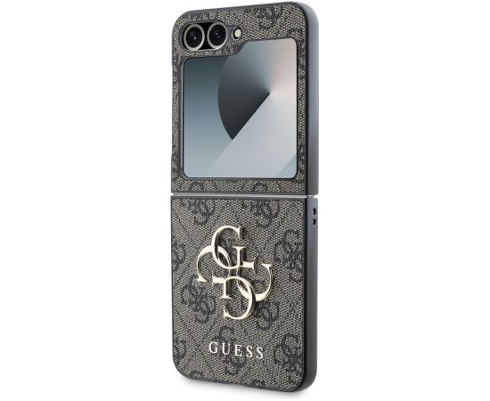 Guess PU 4G Metal Logo Case Aizsargapvalks priekš Samsung Galaxy Z Flip 6/7 FE / brūns Neoriģinālie Maciņi