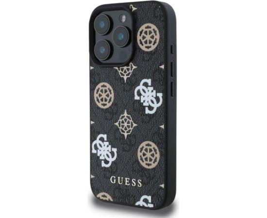 Guess PU 4G Peony MagSafe Case Aizsargapvalks priekš iPhone 16 Pro Max / melns Neoriģinālie Maciņi