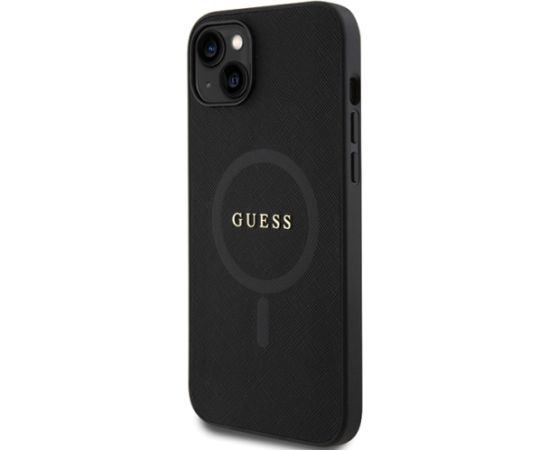 Guess GUHMP15SPSAHMCK iPhone 15 6.1" czarny|black hardcase Saffiano MagSafe Neoriģinālie Maciņi