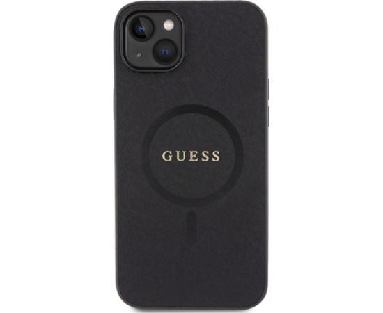 Guess GUHMP15SPSAHMCK iPhone 15 6.1" czarny|black hardcase Saffiano MagSafe Neoriģinālie Maciņi
