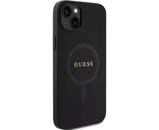 Guess GUHMP15SPSAHMCK iPhone 15 6.1" czarny|black hardcase Saffiano MagSafe Neoriģinālie Maciņi