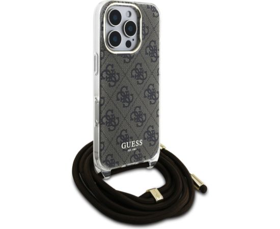 Guess IML 4G Printed Crossbody Strap Case Aizsargapvalks priekš iPhone 16 Pro / brūns Neoriģinālie Maciņi