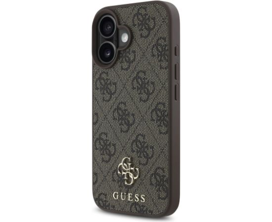 Guess PU 4G Small Metal Logo MagSafe Case Aizsargapvalks priekš iPhone 16 / brūns Neoriģinālie Maciņi